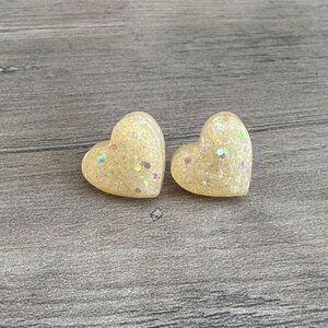 Glitter Heart Glow in the Dark Stud Earrings
